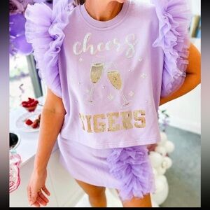 Queen of Sparkles Lavender Cheers Tigers Ruffle 2 piece